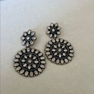 925 Silver-Tone Floral Drop Earrings